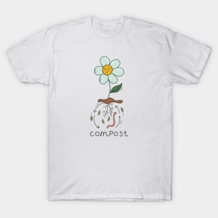 Flower in pile of ground, Composting process T-Shirt